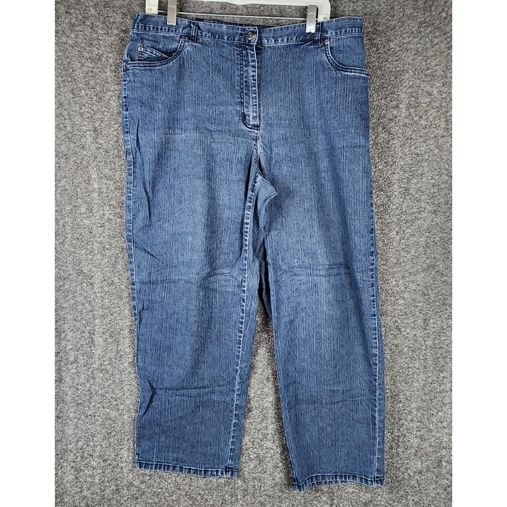 Ruby Rd Jeans Womens 16W Straight Leg Blue Elastic Back Ramie Blend EUC